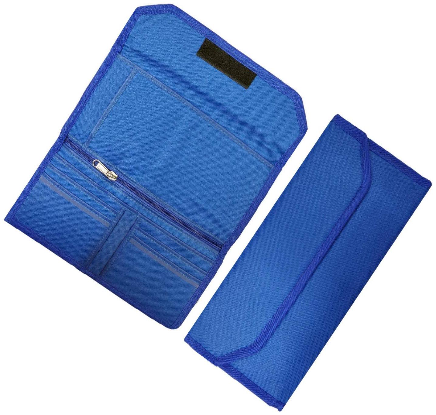 

Jaykal Multipurpose Multi Pocket Expanding Cheque Book Holder Travel Organizer Document Bag for Small Accessories (Blue)
