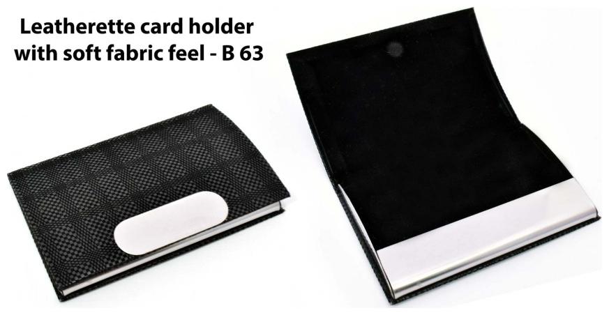 

Jazam Leatherette Card Holder With Soft Fabric Feel