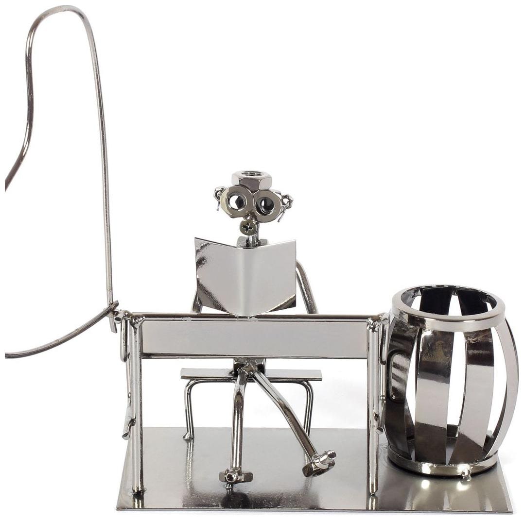 

JEWEL FUEL Iron Metal Man playing Piano Office Desk Organizer Showpiece