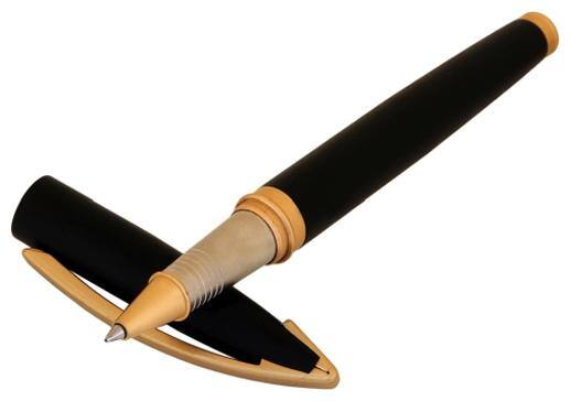 Kingpin 0728 Stylish Black and Golden Combination Metallic Roller Ball Pen. Fitted with Germany Made Refill, Presented in a Gift Box.