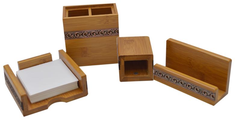 

Knott Exclusive Bamboo Wooden Desk Organizer Set