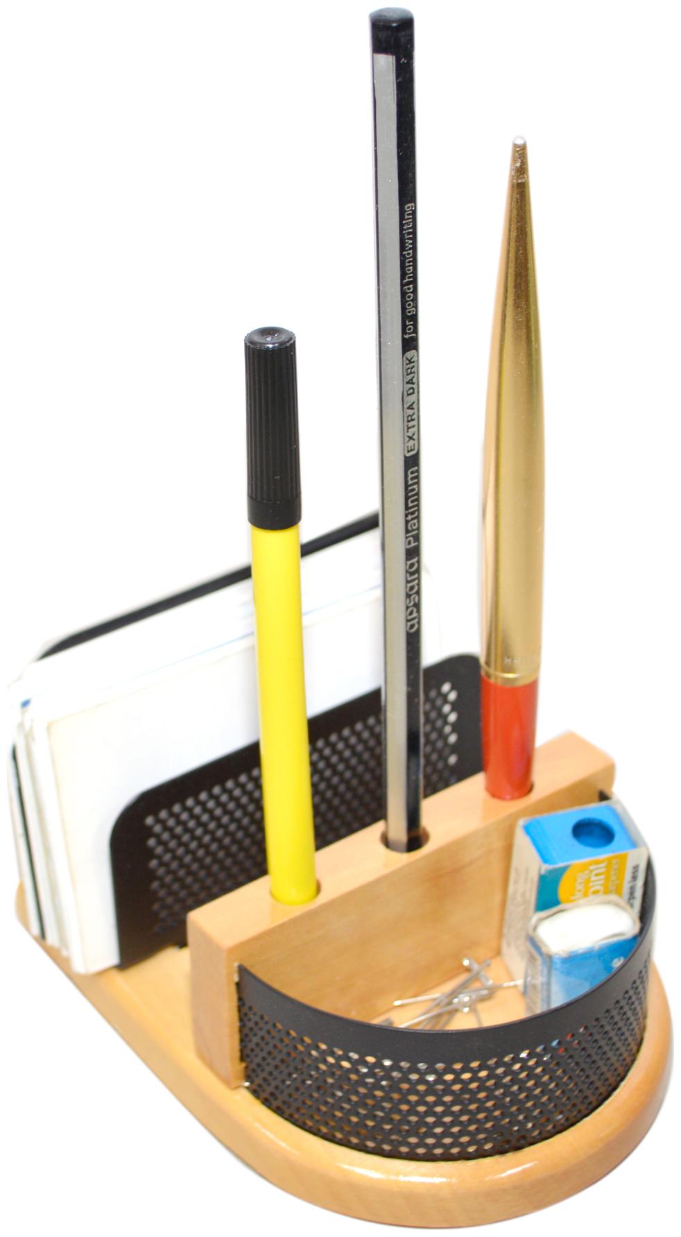 

Knott multi utility wooden mesh pen card clips holder