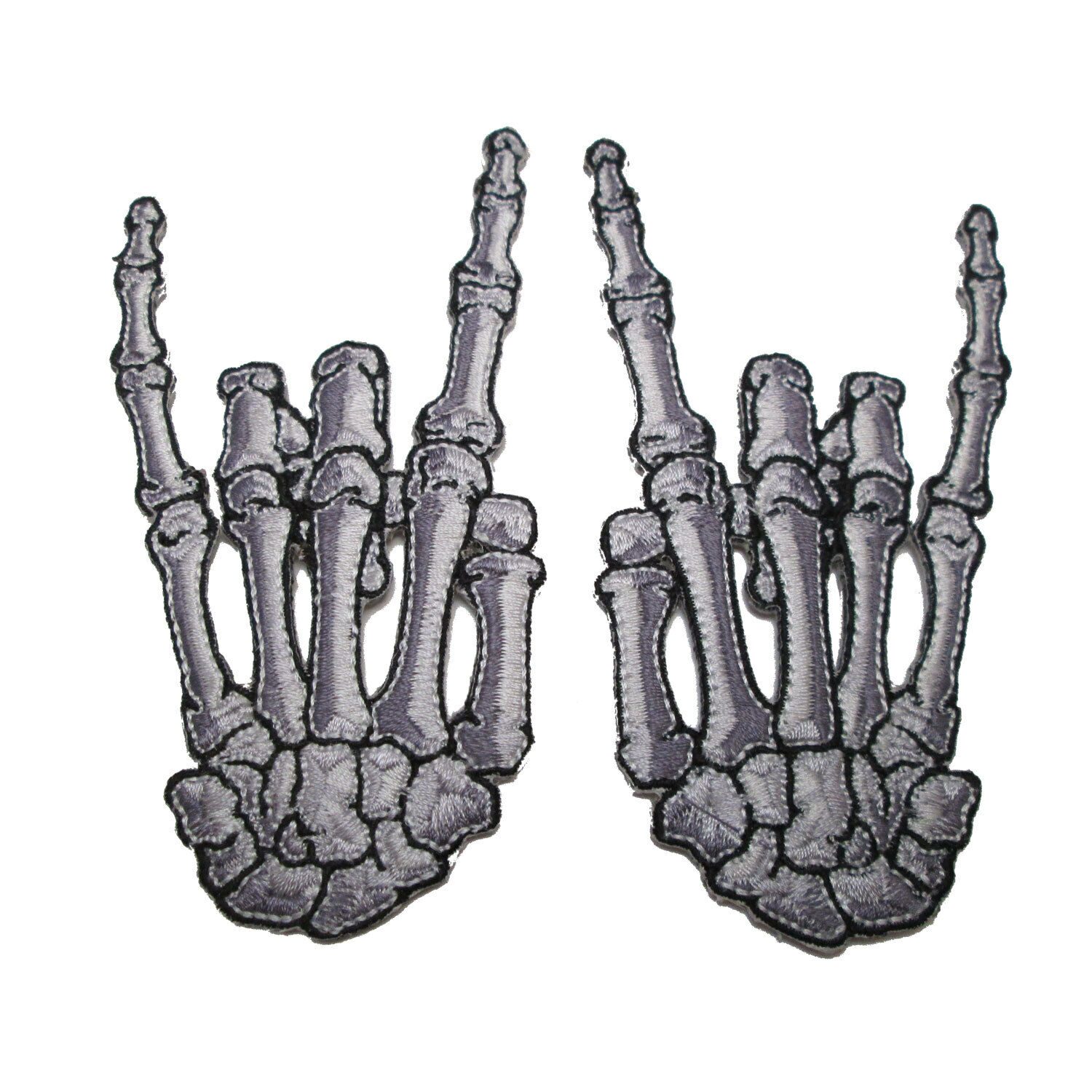 

Kreepsville 666 Skelli Hand Devil Bone Pair Skeleton Skull White Patch P012DR