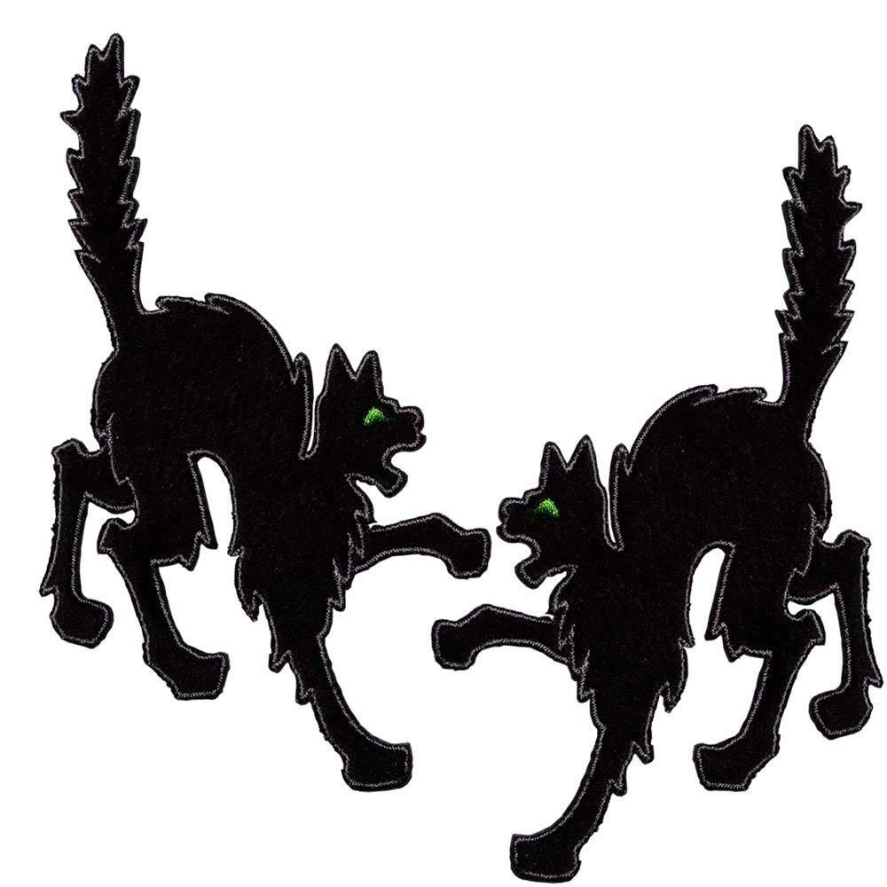 

Kreepsville 666 Black Cat Punk Goth Rocker Emo Wicca Witch Pair 2 Patches PPBC