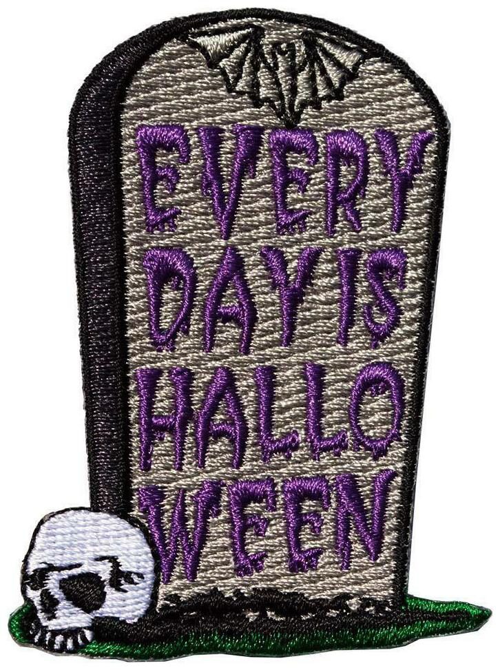 

Kreepsville 666 Every Day Is Halloween Tombstone Goth Horror Iron On Patch PEDH