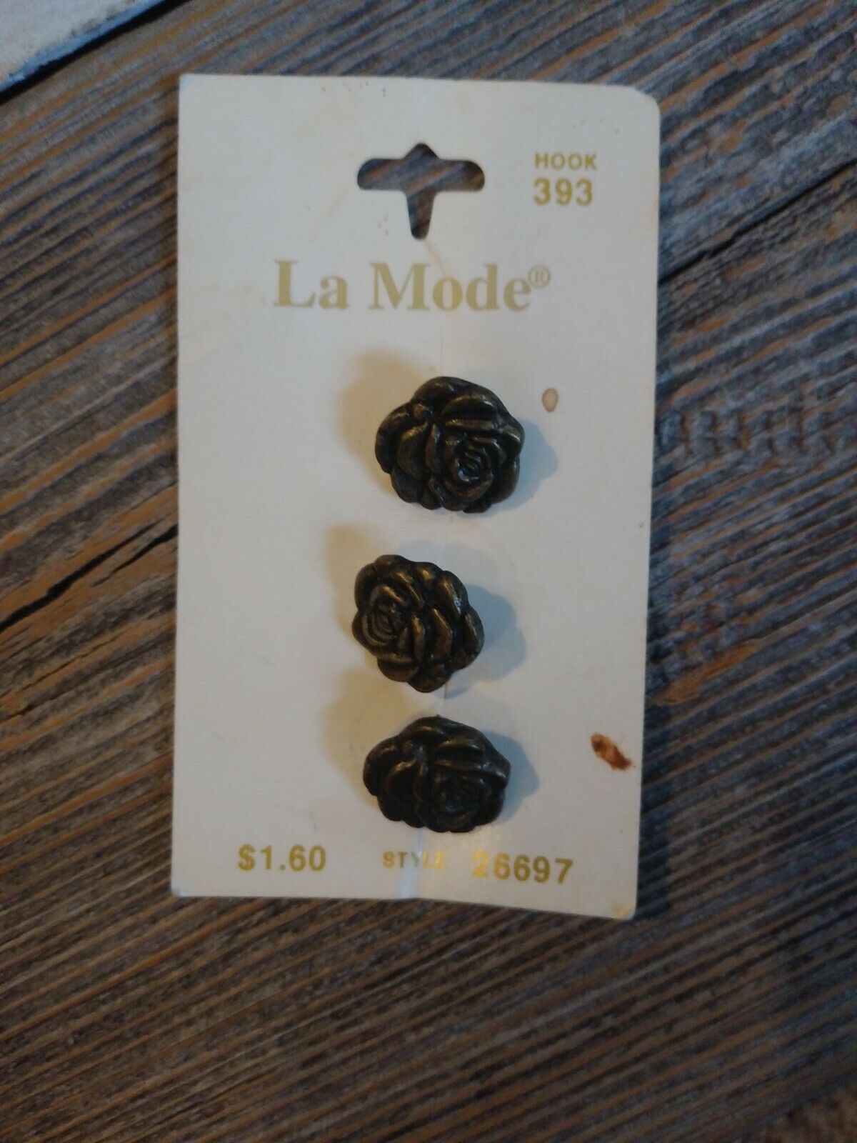 

La Mode Set Of 3 Rose Design Buttons 26697 Made In Italy NEW