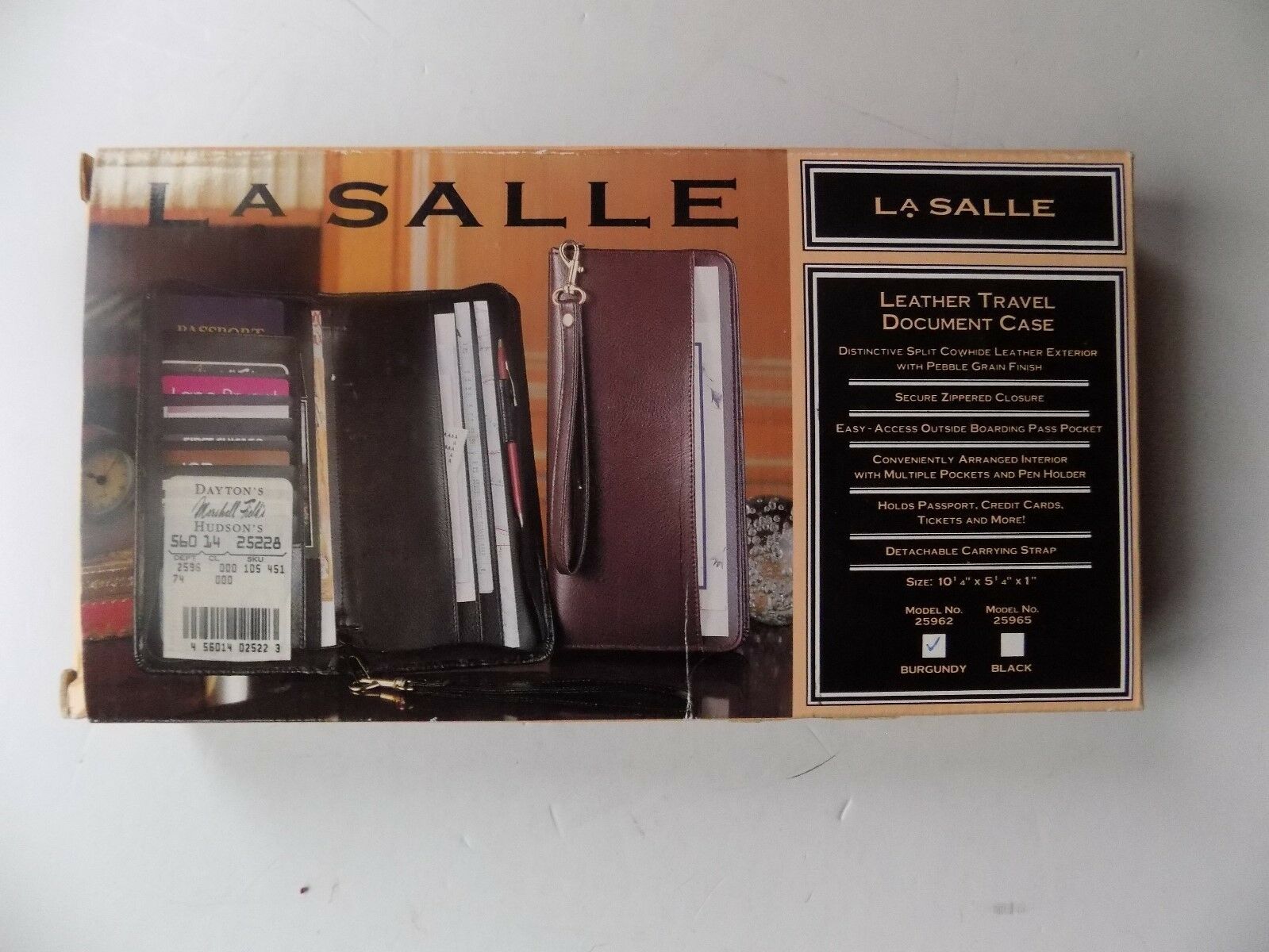 

La Salle Leather Burgundy Travel Document Case - Model 25962 NIB