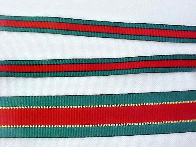 

Lot of 3 Spools Ribbon 65 Yds Total 7 8 and 3 8 Wide Red Green Gold Offray