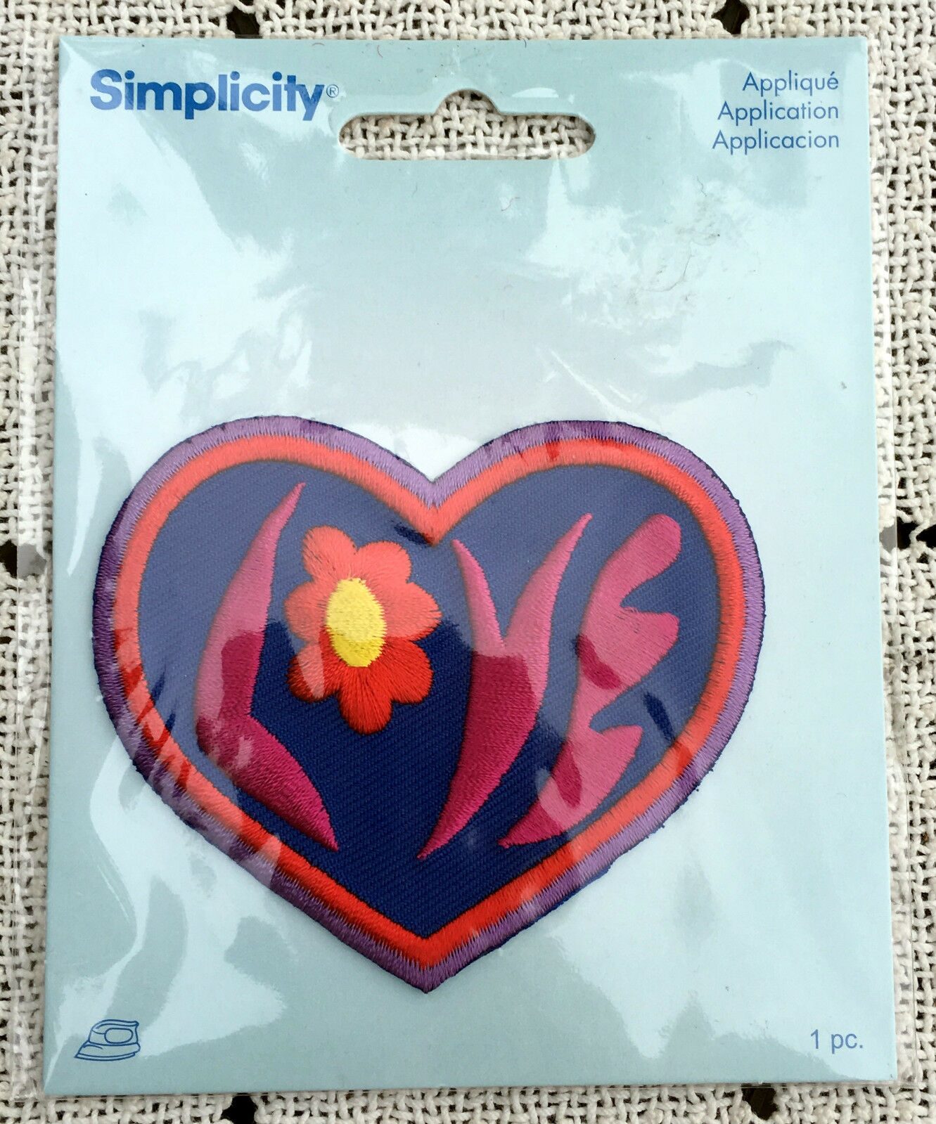 

LOVE HEART Iron on Patch Valentine Day Embroidered Simplicity 3 x 2 75 NEW in pk