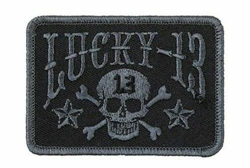 

Lucky 13 Skulls Stars Black Biker Tattoo Motorcycle Sew On Iron On Patch
