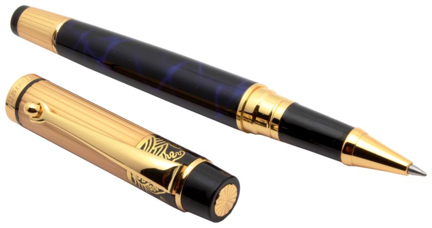 

Luoshi Star Attractive Roller Ball Pen Blue Marbled With Golden Trims New