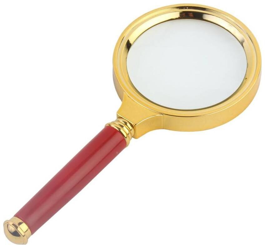 

Magnifying Glass 70mm Double lens Magnifier 3X Wooden Handle Gold Plated