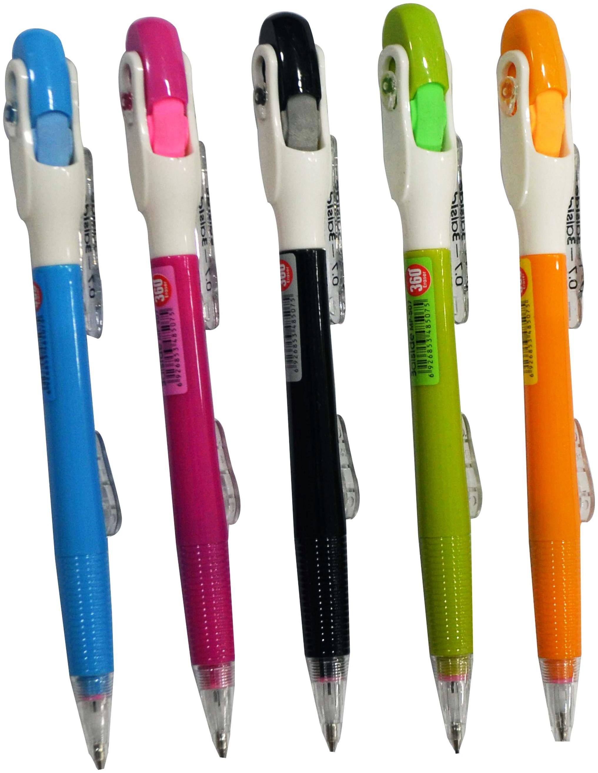 Mechanical Pencil with Eraser Pack Of 5 Multicolors