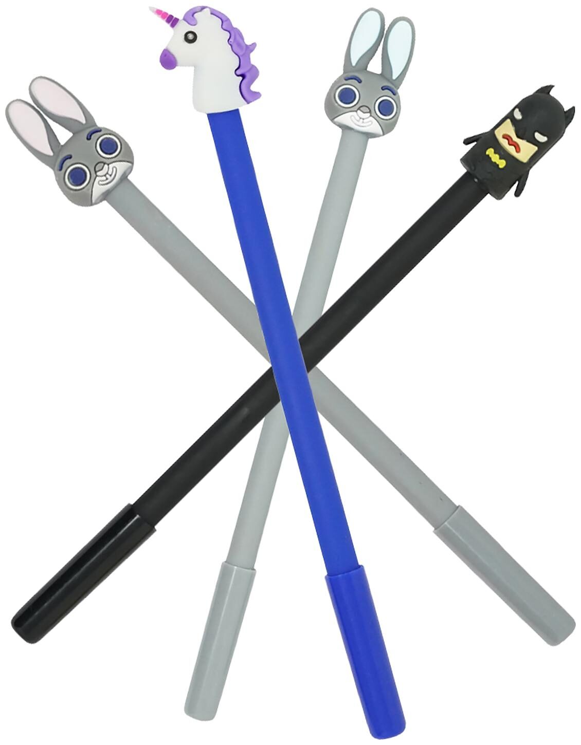 

Mobaccs Batman Blue Unicorn Bunny Dark Grey and Bunny Gel Pen (Set of 4 pcs)