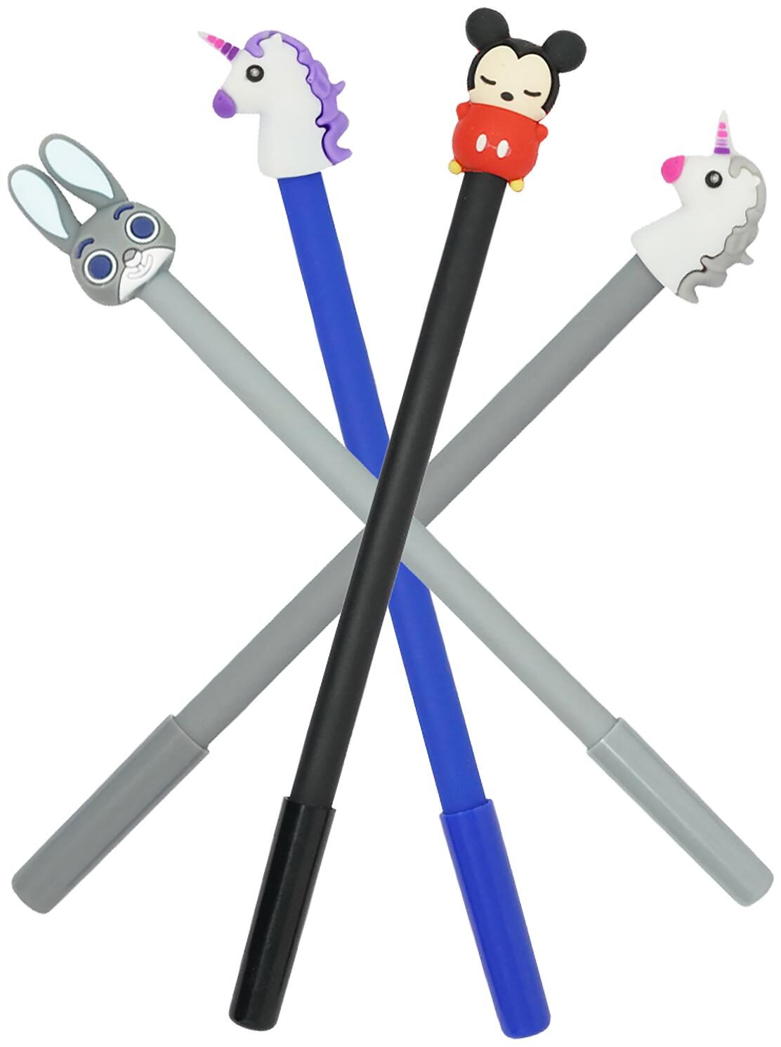 

Mobaccs Blue Unicorn Bunny Grey Unicorn and Mickey Black Gel Pen (Set of 4 pcs)