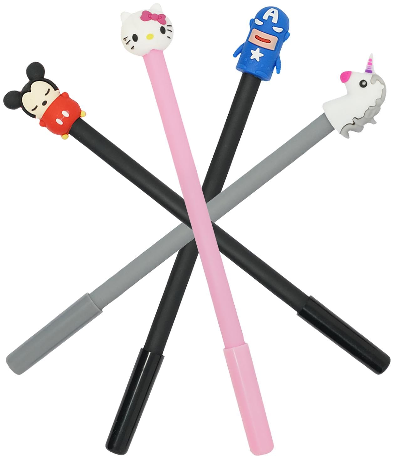 

Mobaccs Captain America Grey Unicorn Hello Kitty and Mickey Black Gel Pen (Set Of 4 pcs)