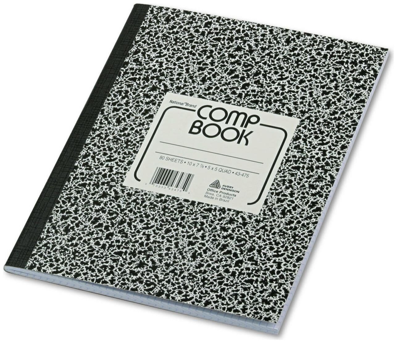

National Composition Book Quadrille Rule 7 7 8 x 10 White 80 Sheets 43475