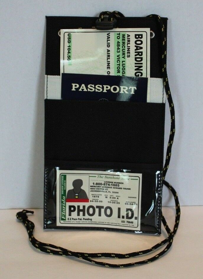

NEW Z Sport Black Nylon Neck Passport Holder - Ships FREE