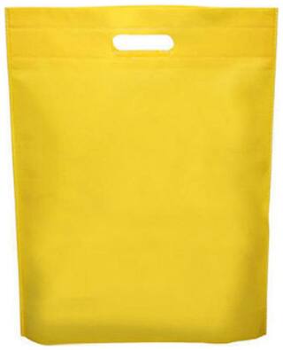Non Woven Carry Bag Ping Reusable Grocery Eco Friendly D Cut Yellow Size 14 X 18 Pack Of 75