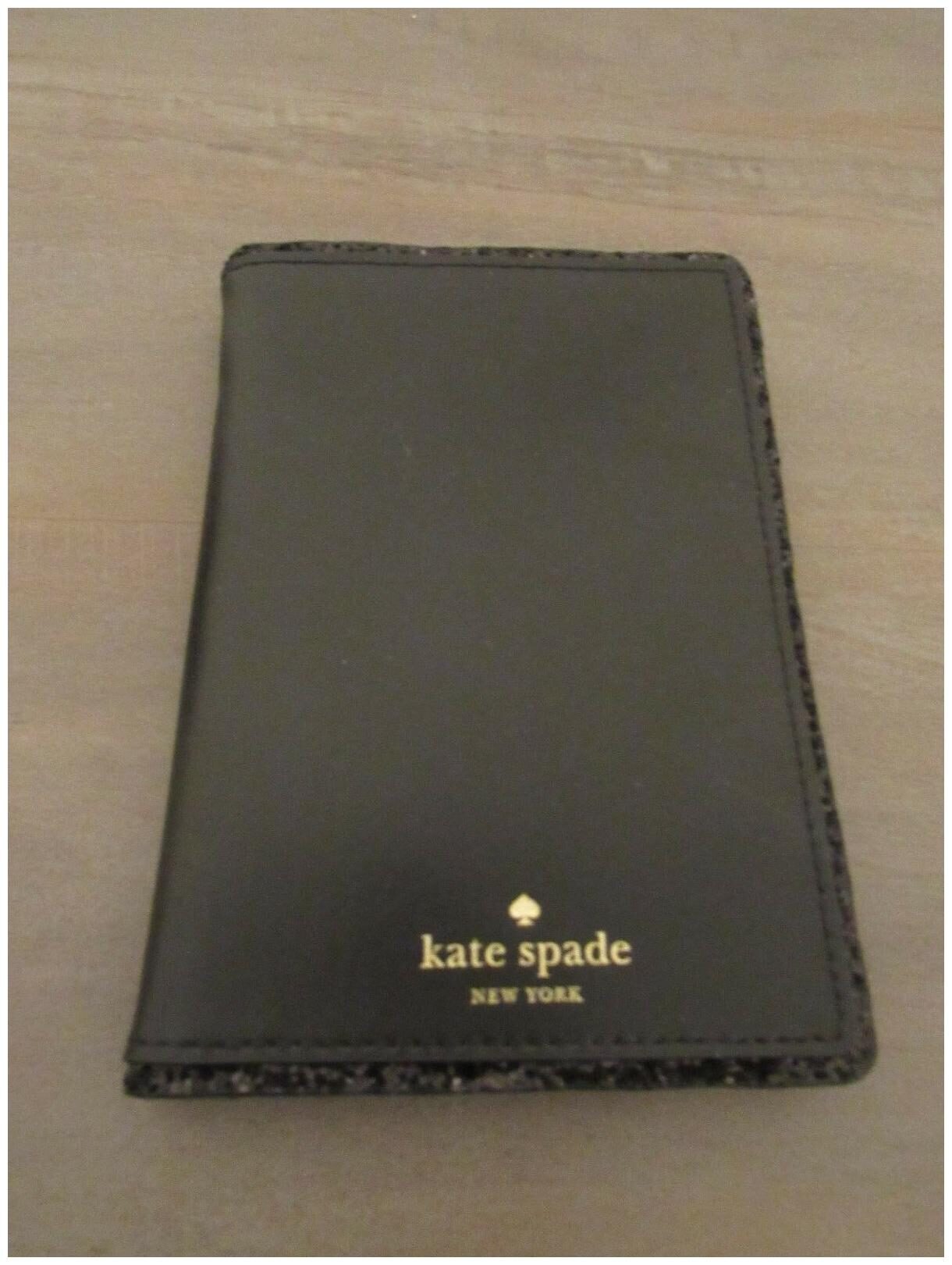 

NWT KATE SPADE PASSPORT CARD MONEY HOLDER BLACK IMOGENE SPARKLE GLITTER SETON DR
