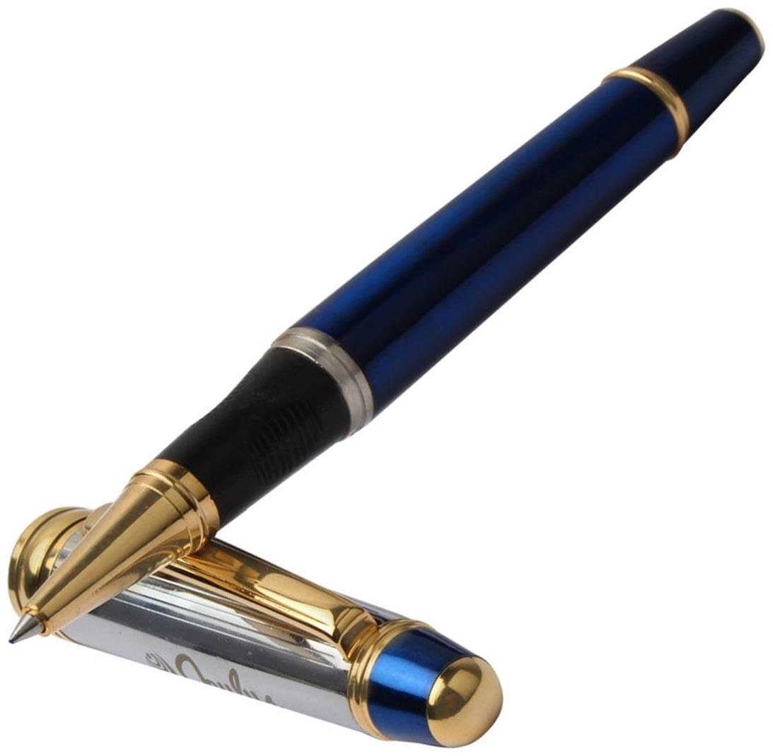 

Oculus Kingpin-0756 Designer Blue Silver Golden Combination Metallic Roller Ball Pen Fitted with Germany Made Refill