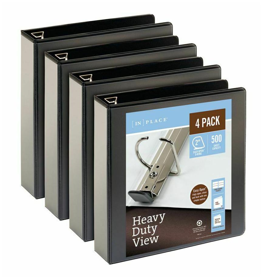 

Office Depot Heavy-Duty D-Ring View Binders 2 Black 4PK