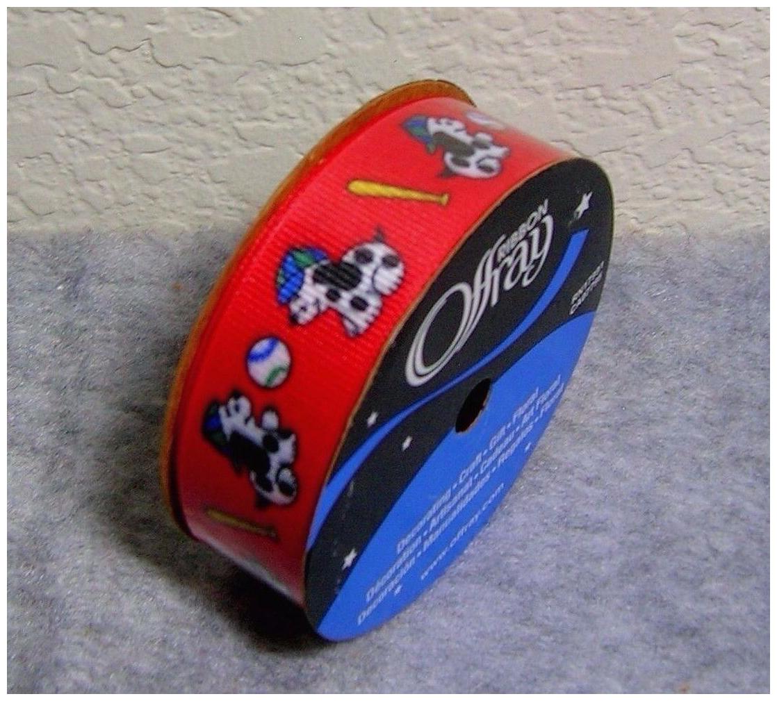 

Offray 7 8 Grosgrain 100 Polyester Ribbon Trim 9-ft Roll Red Baseball Puppy