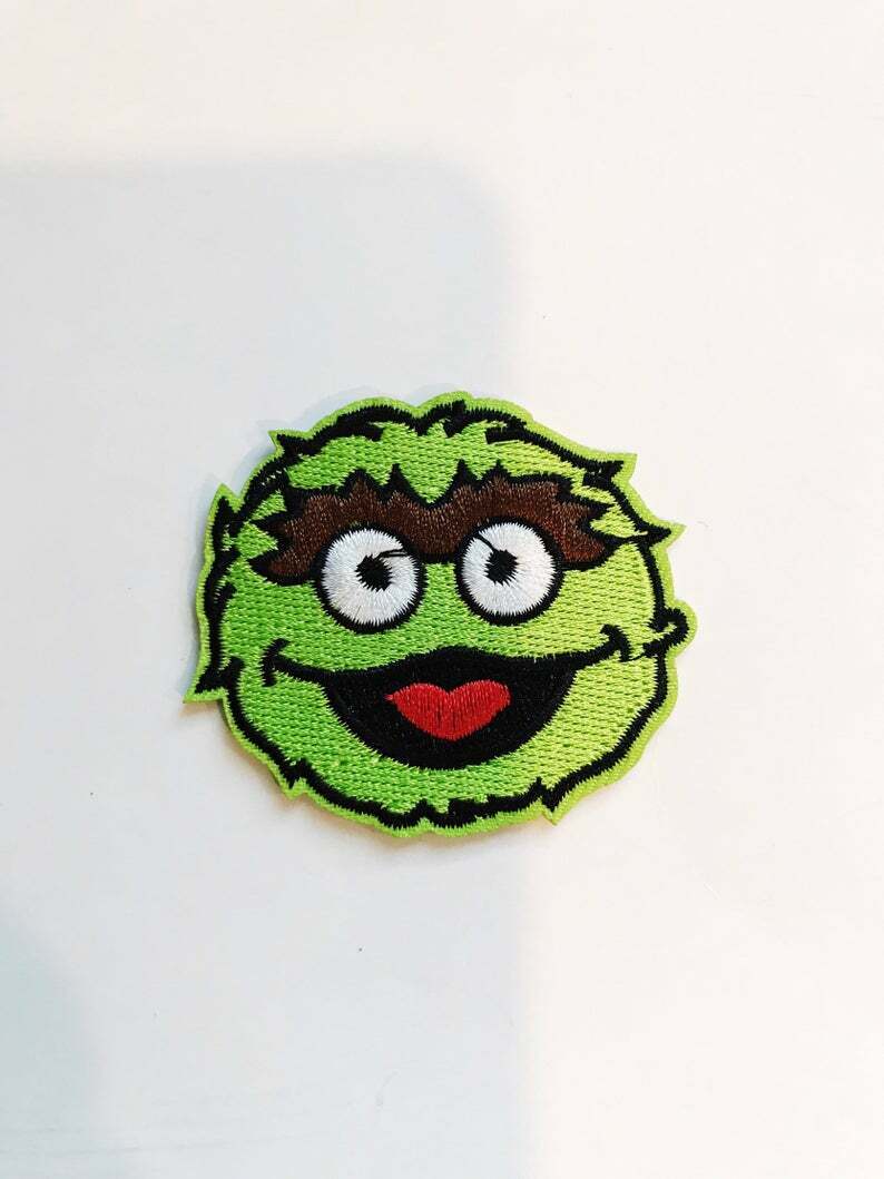 

Oscar the Grouch Patch Character from Sesame Street Iron On Green Monster Badge