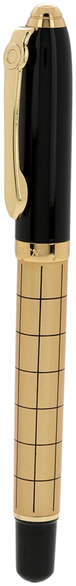 

P-264 Golden Roller Ball Pen with Black Checks Golden Trim Clip (Buy One get one free)