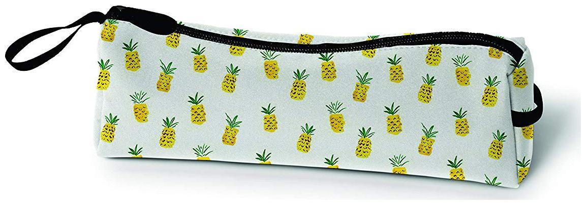 

Paper Plane Design Stationary Pencil Pen Case Multipurpose Canvas Zipper Pouch (8 X 3 inch Pineapple Print White)
