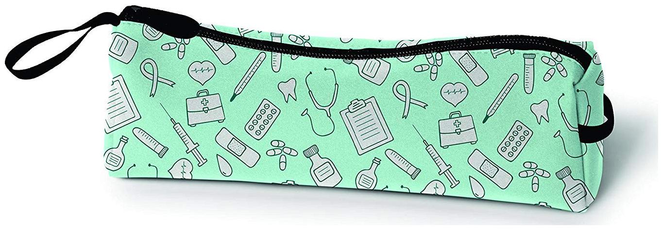 

Paper Plane Design Stationary Pencil Pen Case Multipurpose Canvas Zipper Pouch (8 X 3 inch Medicine Theme Green)