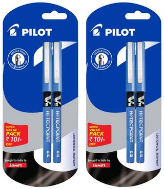 Pilot V5 Pen (Pack of 4 Blue Pen) Pack of 2