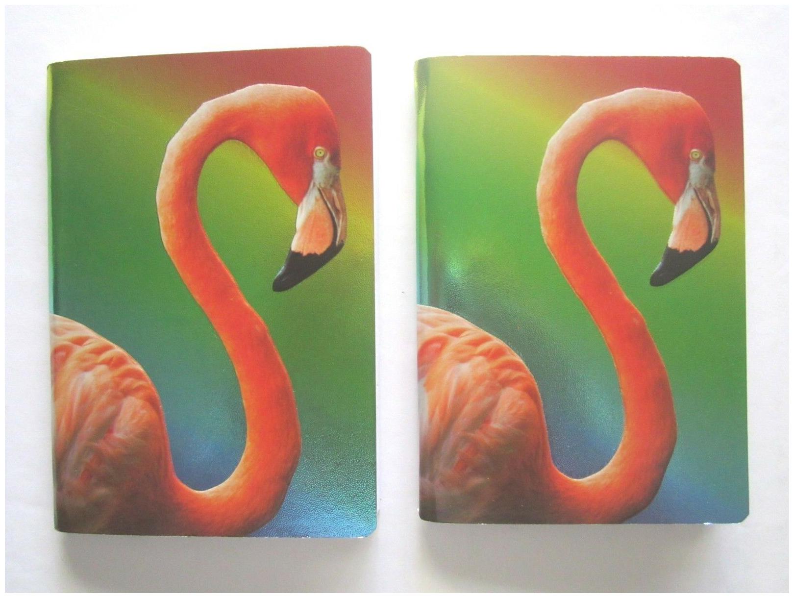 

Pink Flamingos Jot 2 JOURNALS 120 Ruled Pages W Flower Design 5 X 7 Brand NEW
