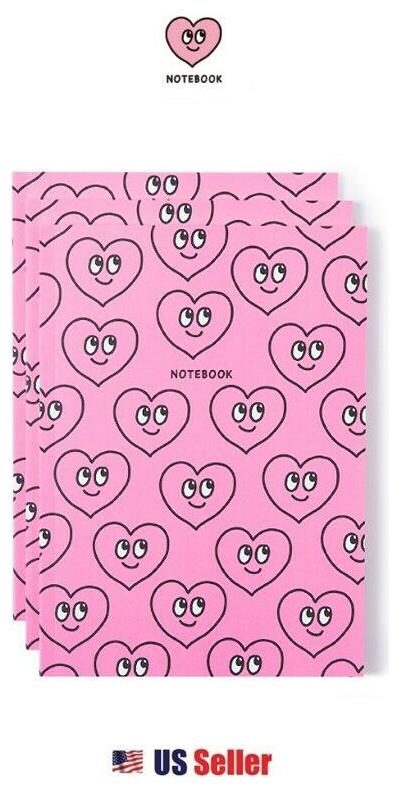 

Pink Heart Pattern College Ruled Simple Notebook Set of 3