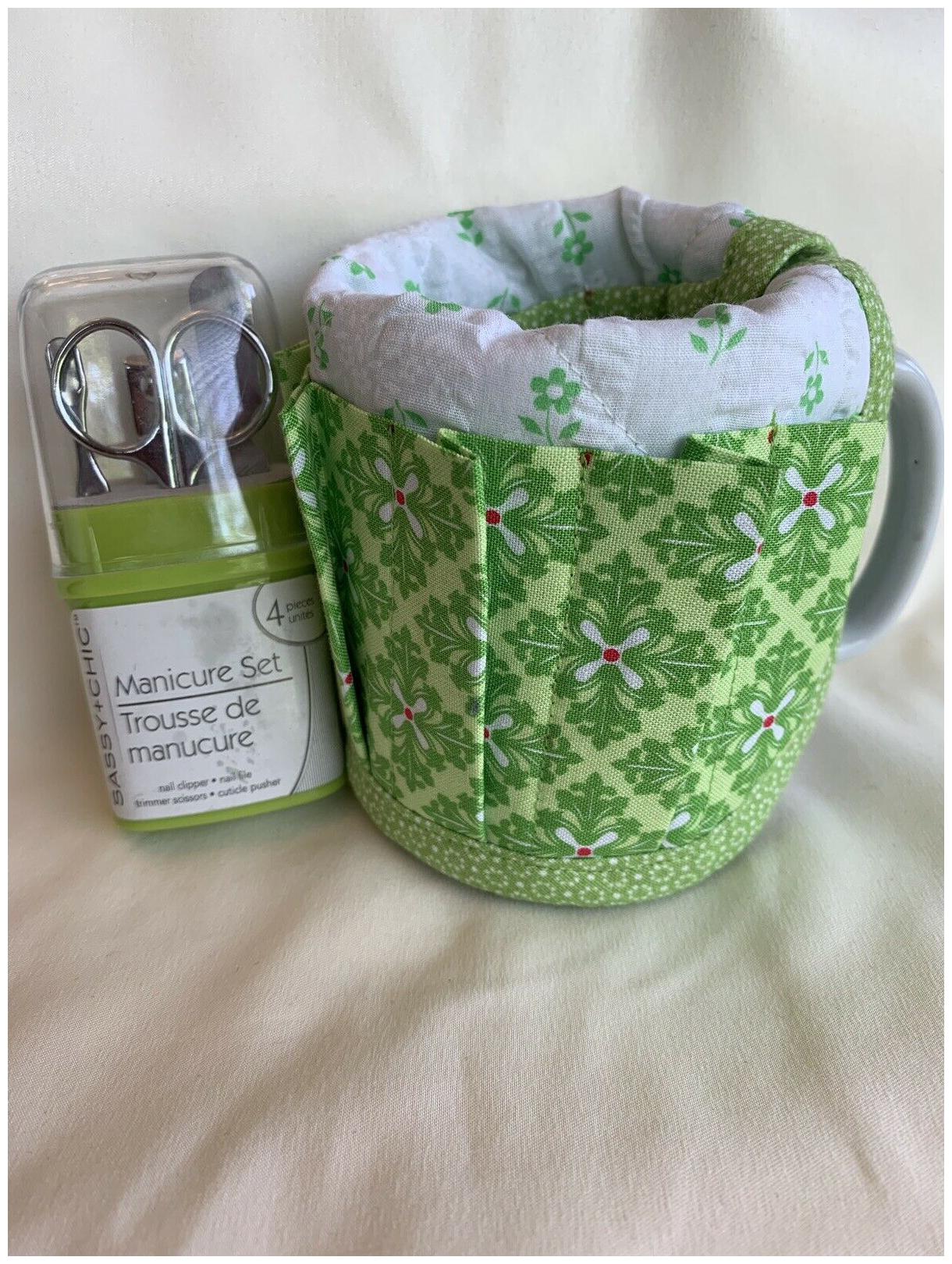 

Pocket Caddy Organizer Mug Office Pen tools brushes Cup Lime Green Manicure Set
