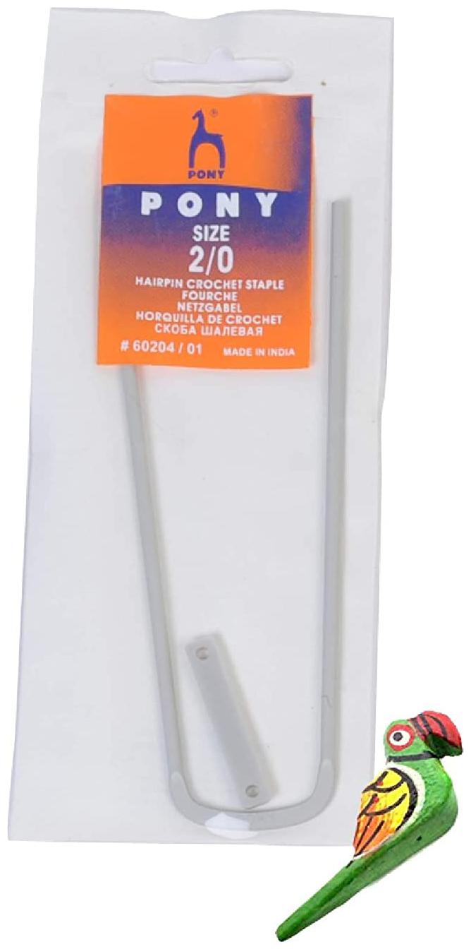 

Pony Aluminum Hairpin Crochet Staple - U Pin Size 2 0 Crochet Fork lace Loom with Wooden Parrots