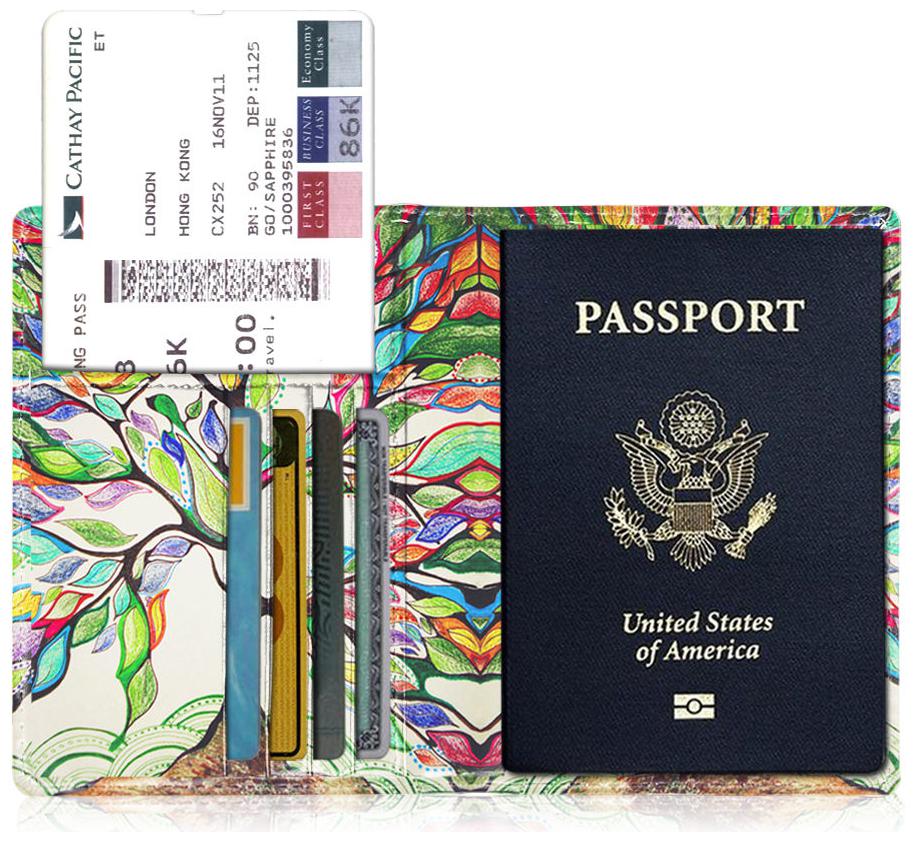 

Premium Leather RFID Blocking Cards Passport Holder Travel Wallet Case Cover
