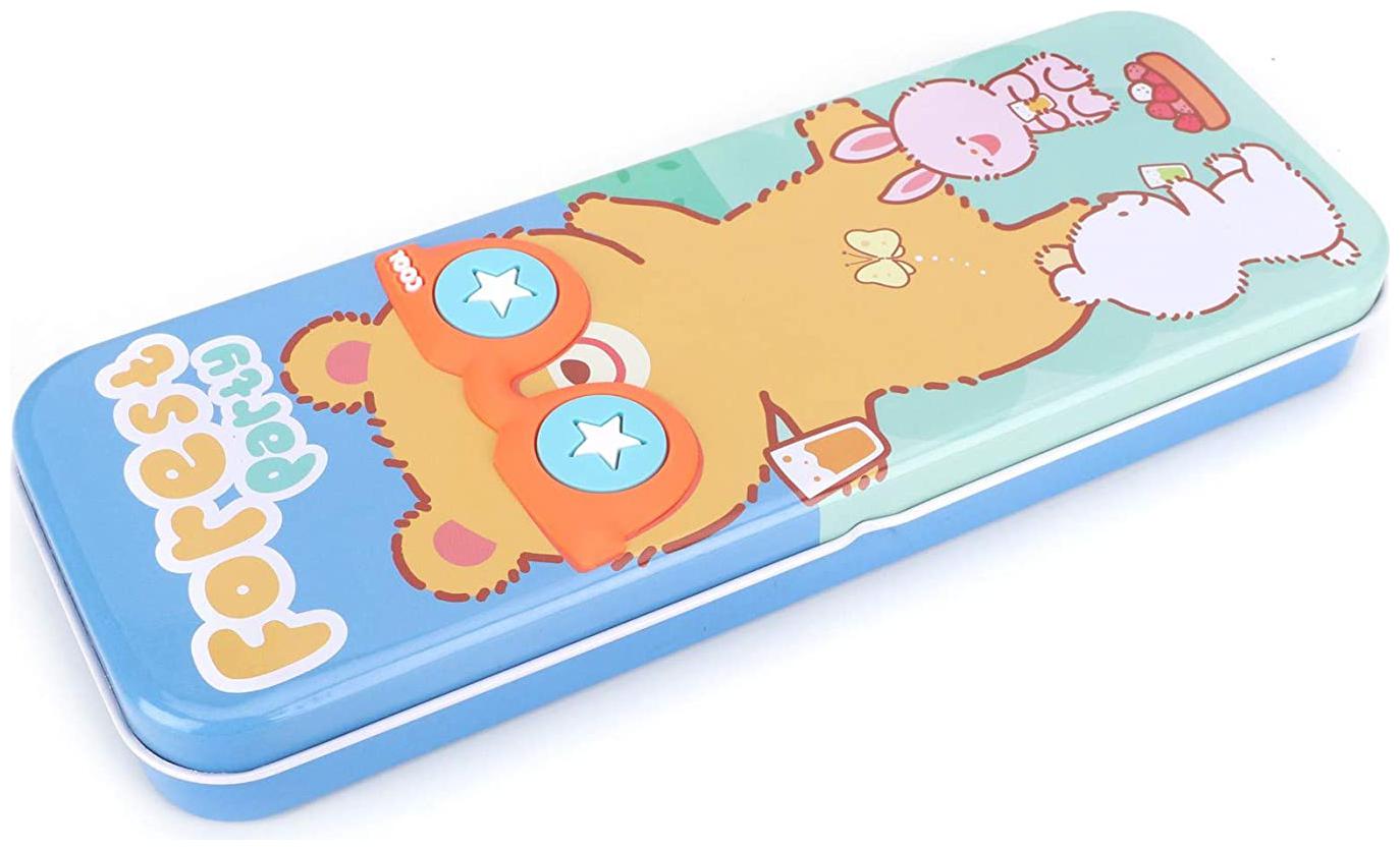 

QIPS by HMI Multi-Layer Metal Pencil Box with 3D Silicon Elements Blue
