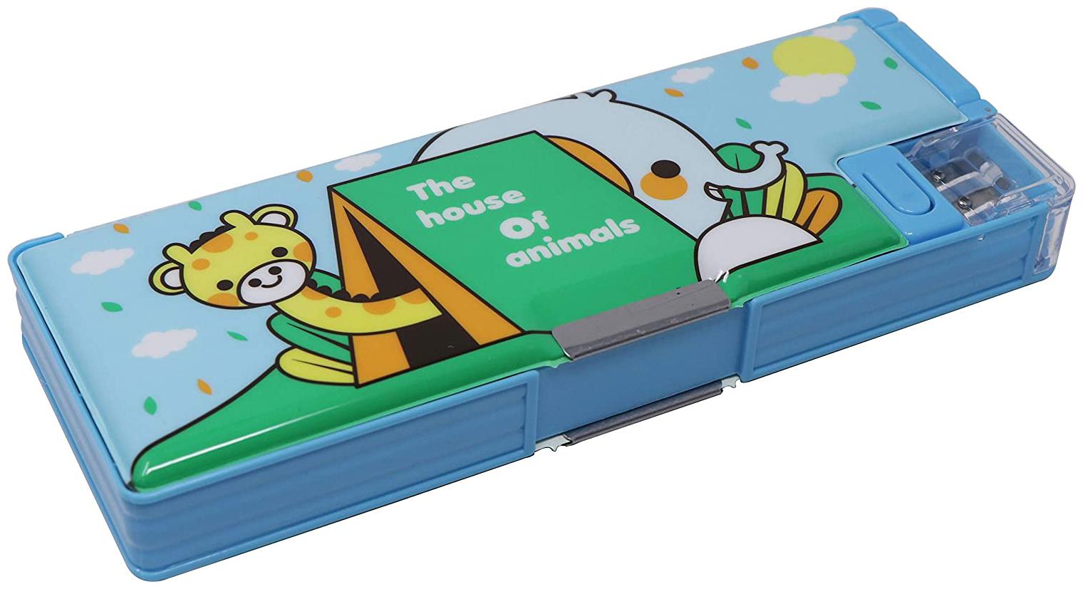 

QIPS by HMI The House of Animals Art Pencil Box Multi Storage and Multi Functional Pencil Box 3 Piece Combo Set