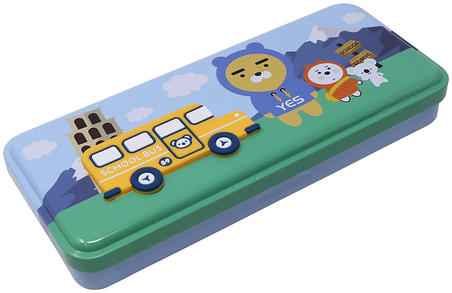 

QIPS by HMI School Bus Art Metal Pencil Box with Multi Level Storage