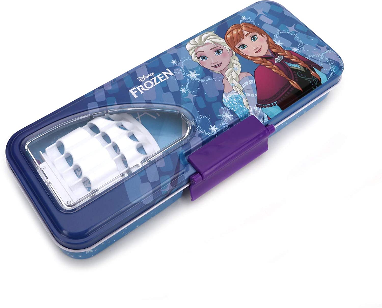 

QIPS by HMI Disney Frozen Original Licensed Metal Pencil Box with Multi Level Storage (Pack Of 2)