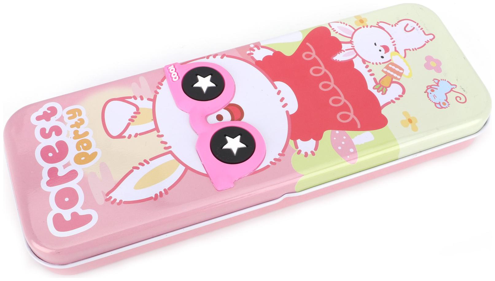 

QIPS by HMI Multi-layer Metal Pencil Box with 3D Silicon elements Pink