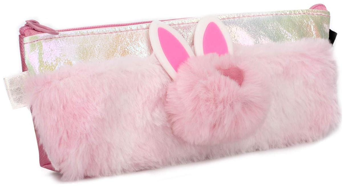 

QIPS Cute Cat Face Soft Fur Multi-Purpose Makeup Pencil Pouch Bag