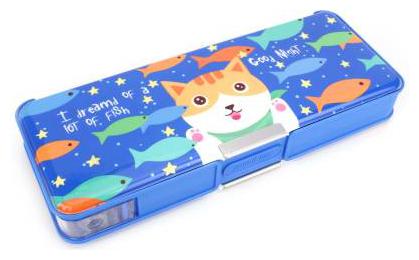 

QIPS Pencil Box with Pencil Holder and Multi Level Storage Blue