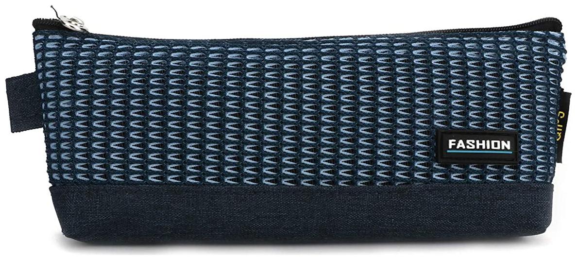 

QIPS Polyester Pencil Pouch Bag with Mesh Front Blue