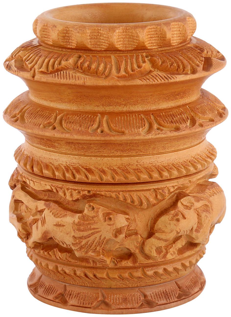

Rajrang Brown Designer pen holders Wooden Handicraft Pen Holder for Office Handmade Pen Holder