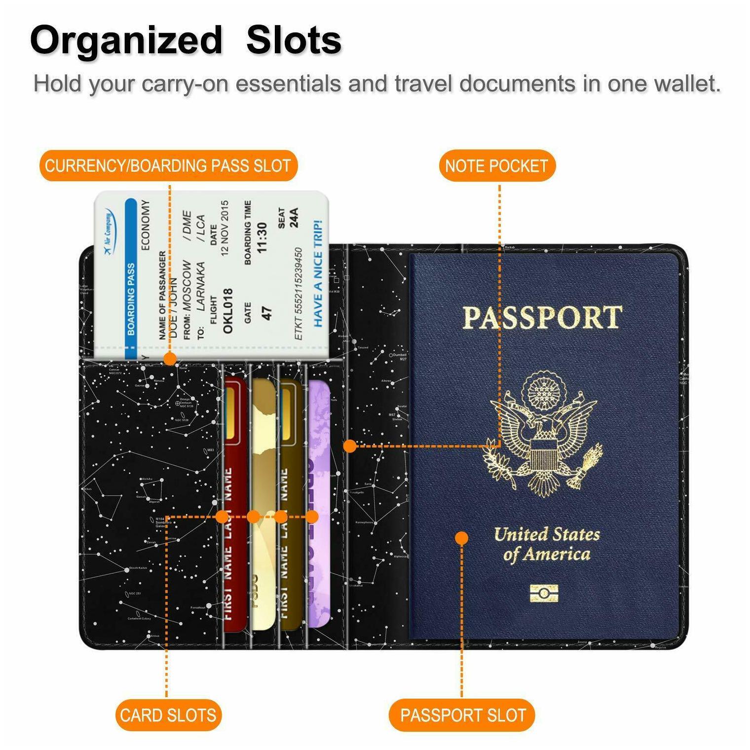 

RFID Blocking Passport Holder Travel Wallet Leather Case Cover Securely Holds