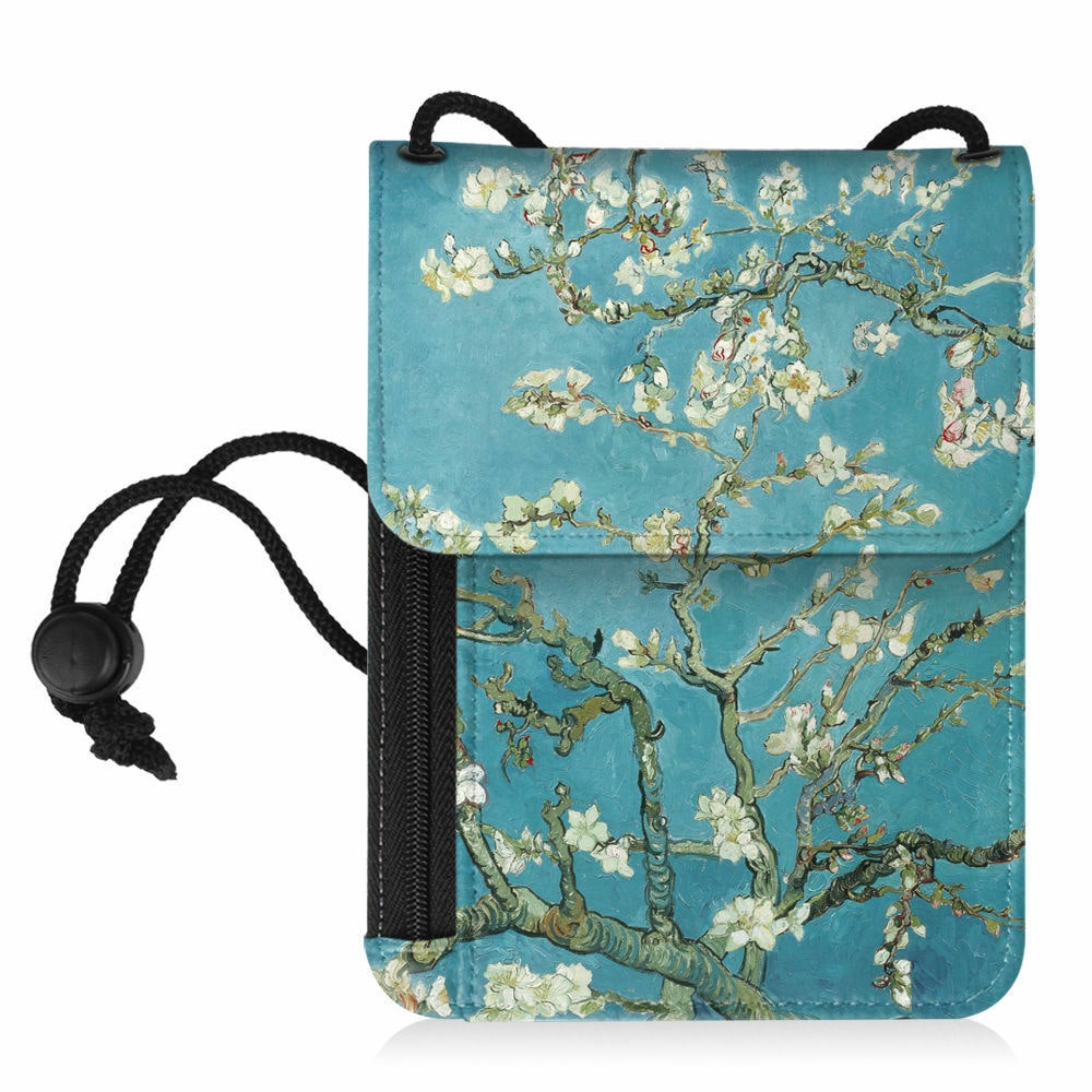

RFID Blocking Passport Holder Neck Pouch PU Leather Travel Wallet w Card Slots