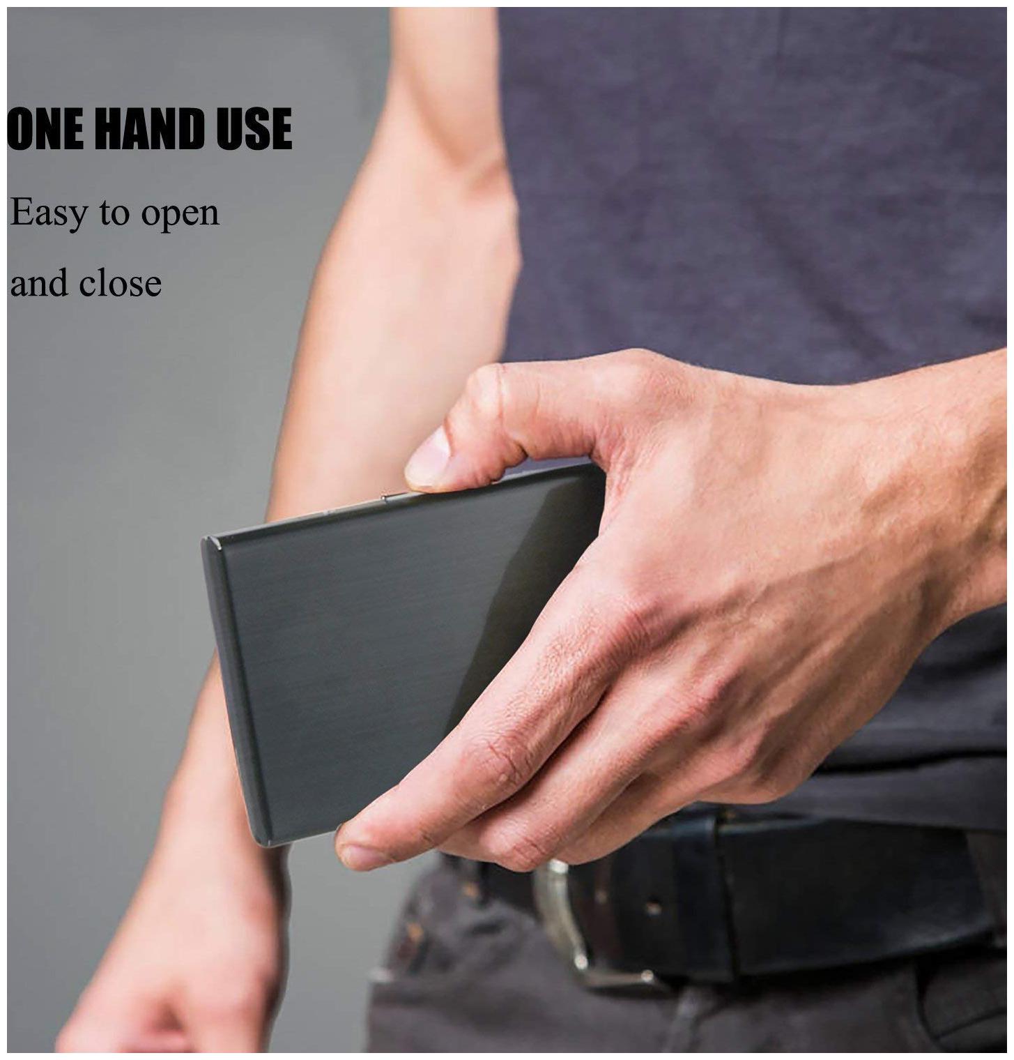 

ROYALDEAL BY 100 BRAND NEW and HIGH QUALITY DURABLE SPECIAL EDITION METAL Debit Credit Card Holder MULTIPLE CARD SUPPORTED LIGHTWEIGHT 6 SLOT for UNISEX(Black Shiny)