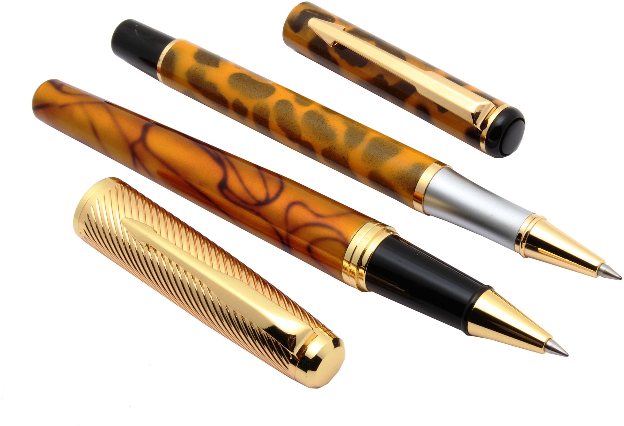 

SRPC Set Of 2 - Exclusive Leopard Designer Signature Roller Ball Pens Orange Designer Gift